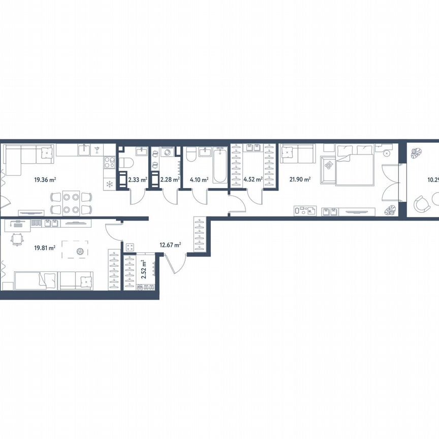 2-к. квартира, 94,4 м², 3/11 эт.