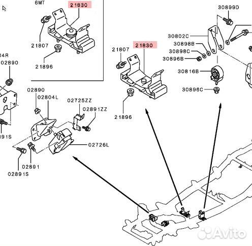 Опора коробки Mitsubishi 4D56 2910A211