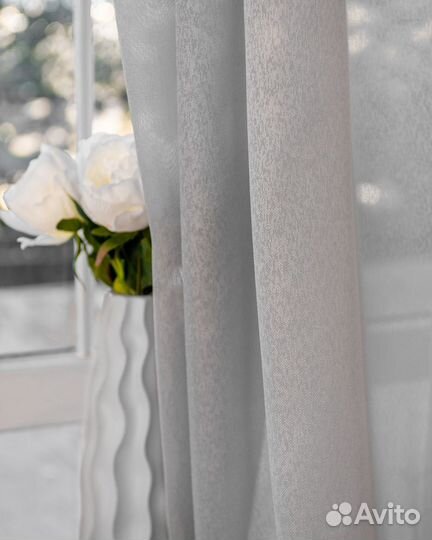 Тюль дебора серый готовый на окна пошив