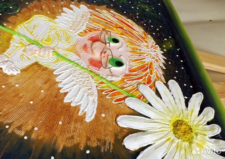 Картина, арт-фэнтези, ангел, ромашка