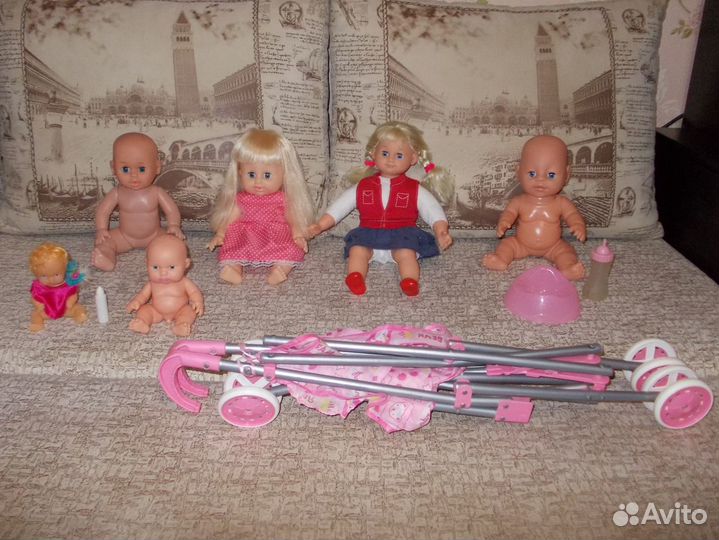 Куклы, пупсы, коляска трость