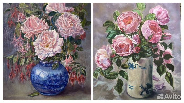 Картина маслом. «Розы«. Холст