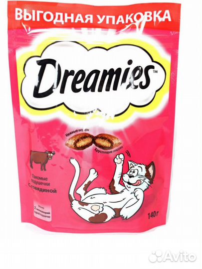 Лакомство для кошек dreamies с говядиной 140г