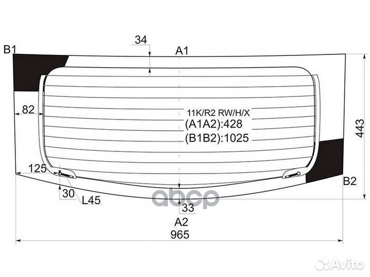 Стекло заднее с обогревом subaru R2 03-10 11K/R