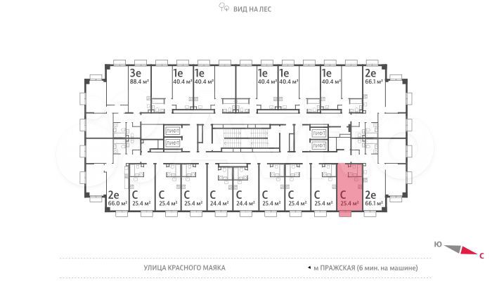 Квартира-студия, 25,4 м², 20/23 эт.