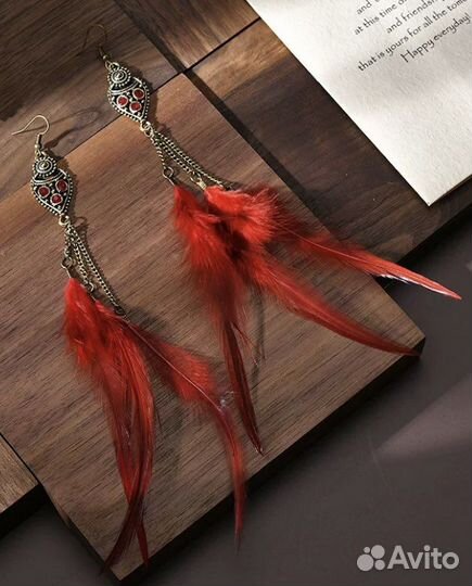 Серьги с перьями