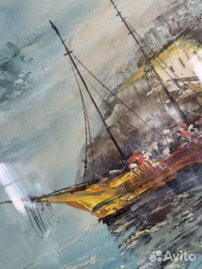 95х60 см картина масло холст антикварная. Италия