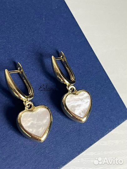 Серьги серце перламутр