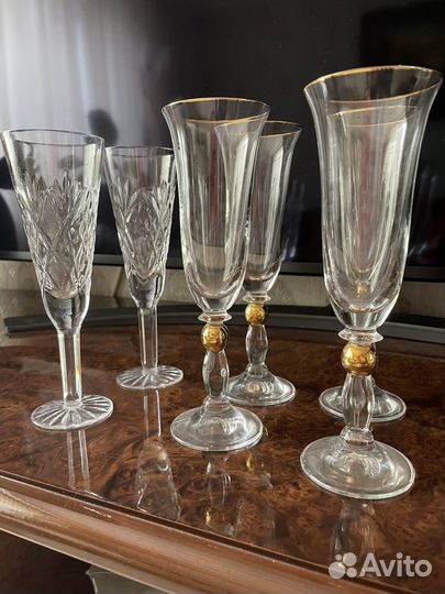 Хрустальное блюдо/ваза, бокалы/фужеры