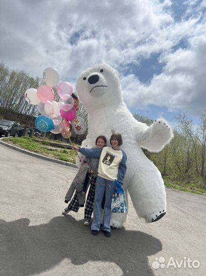 Ростовая кукла аниматор Белый мишка на праздник