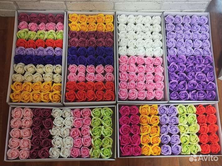 Мыльные розы в коробке 50 шт
