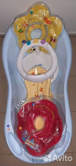 Ванна с горкой, надувной круг, новый супергоршок