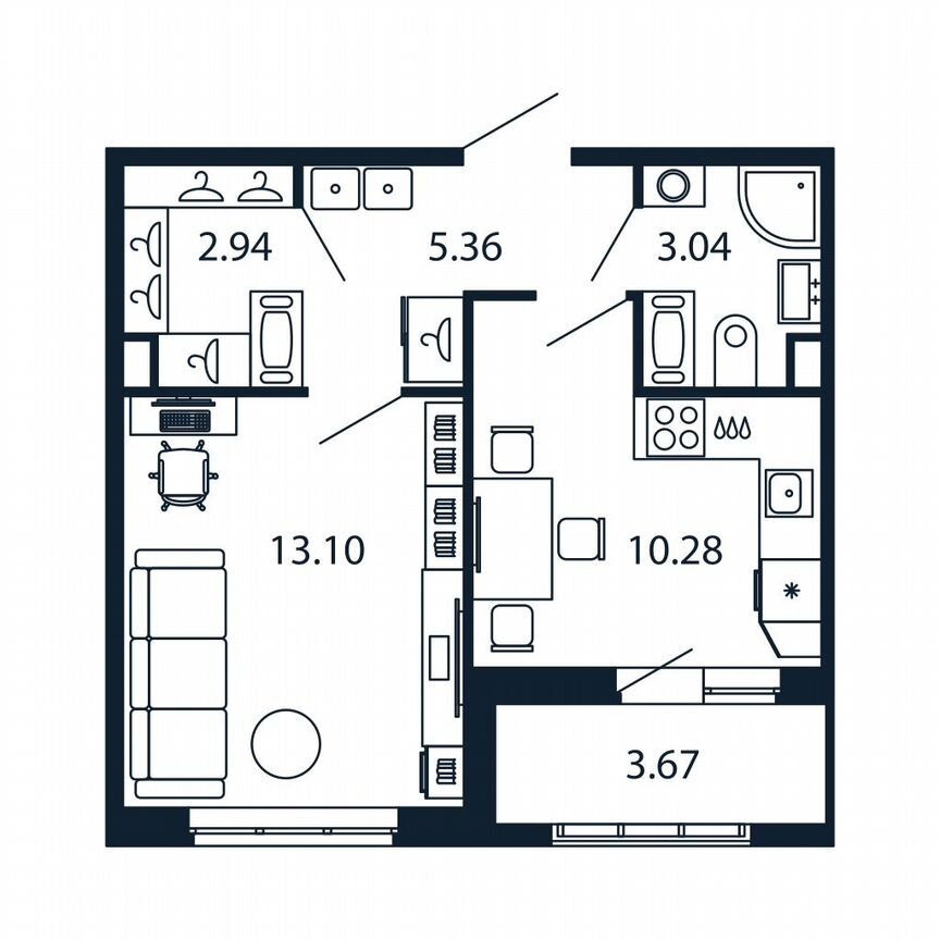 1-к. квартира, 34 м², 12/12 эт.