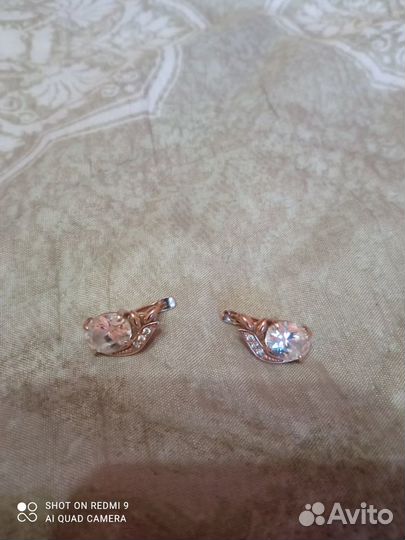 Серьги серебро позолоченные