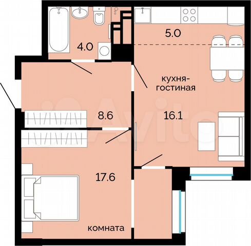 2-к. квартира, 51,3 м², 13/25 эт.