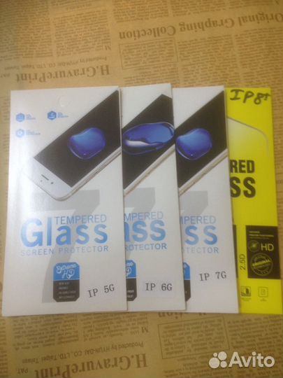 Защитные стёкла на iPhone 4,5,6,7,8+