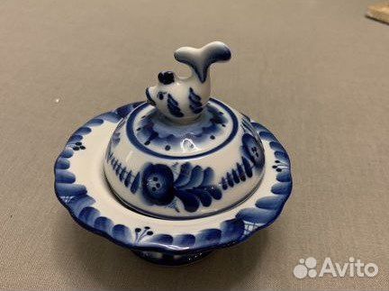 Новая икорница Гжель с крышкой