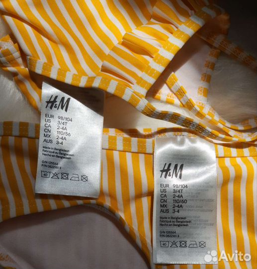 Новый купальник H&M на девочку 2-4 лет, оригинал