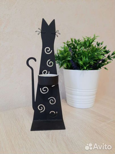 Подсвечник металлический Кошка