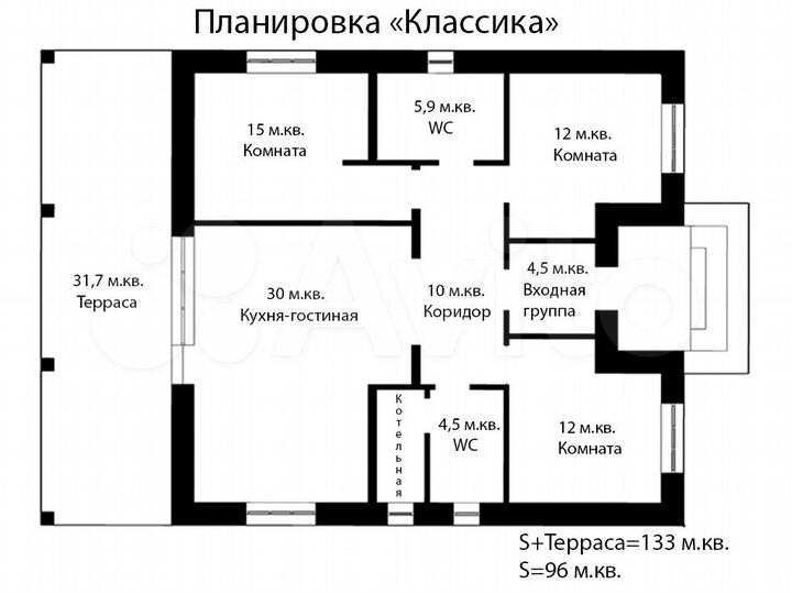 Дом 133 м² на участке 6,3 сот.