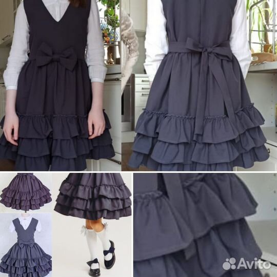 Школьный сарафан Laura серый, 140-148 см