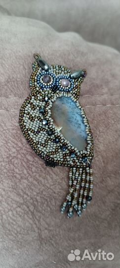 Подвеска ручная вышивка бисером