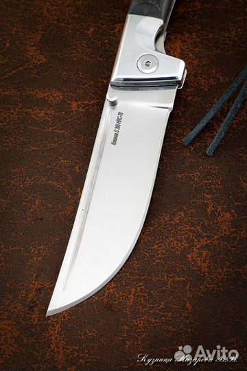 Нож складной Пчак сталь S390 накладки карбон с мус