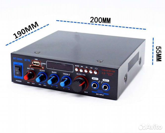 Усилитель звука Teli BT-309A с Bluetooth, USB