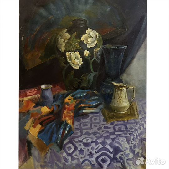 Картина масло. Натюрморт с веером