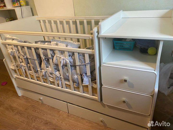 Детская кроватка трансформер с комодом