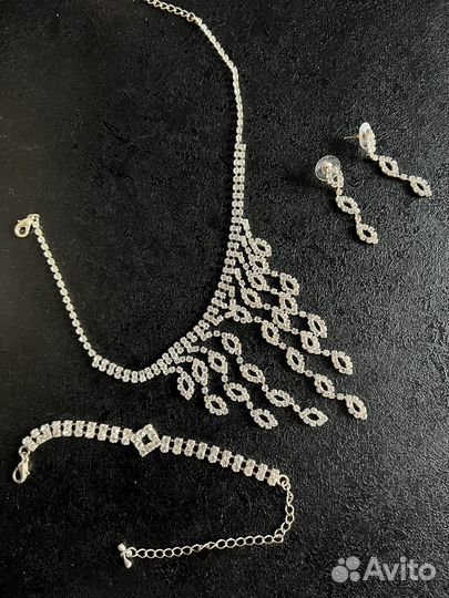 Бижутерия серьги и браслет, чокер набор