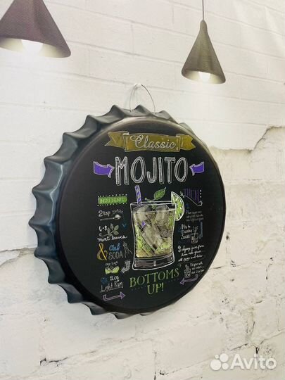 Декор на стену пивная пробка коктейль Mojito