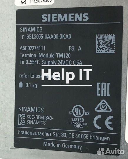 Модуль Siemens Sinamics 6SL3055-0AA00-3KA0