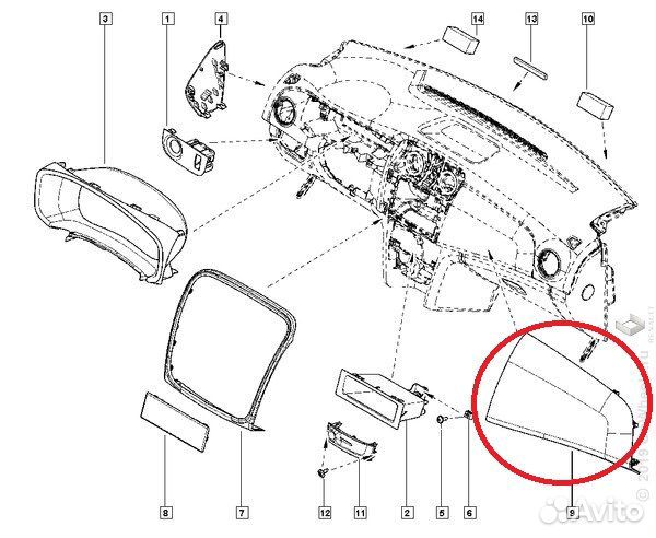 Накладка консоли Renault Logan II с 2014 г