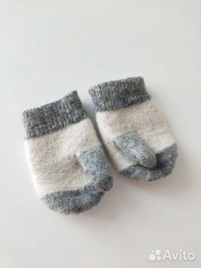 Детские зимние шерстяные варежки на 5-7 лет