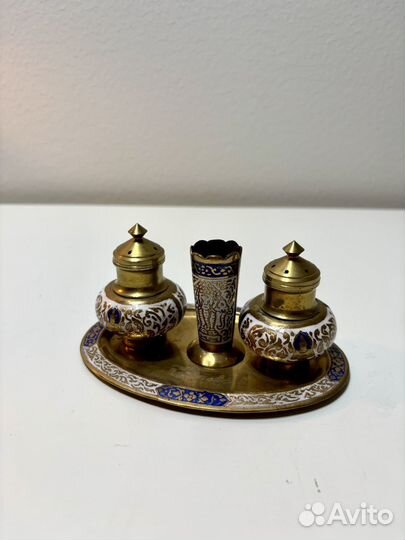 Набор солонка и перечница латунь винтаж