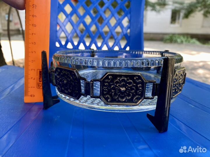 Конфетница, пепельница, стекло, мельхиор, СССР