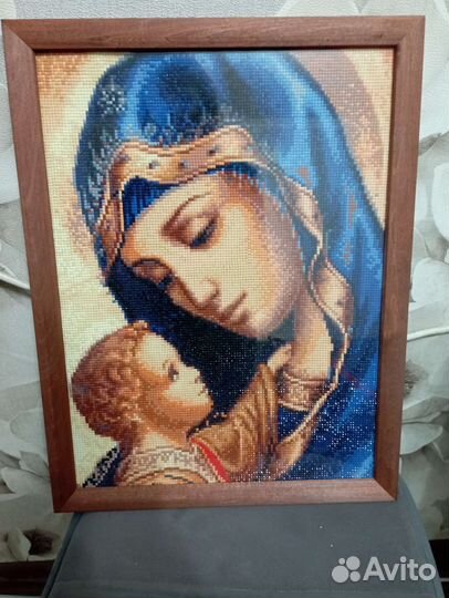 Картина икона стразами, Богоматери с младенцем