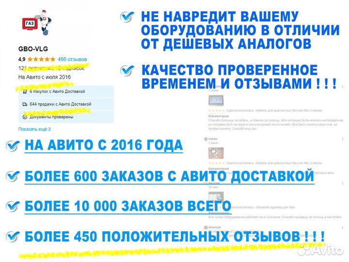 Кабель для диагностики гбо 2 метра (ftdi)