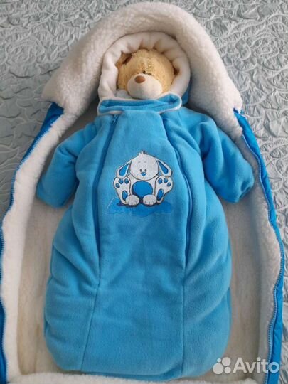 Конверт зимний на овчине в коляску или выписки