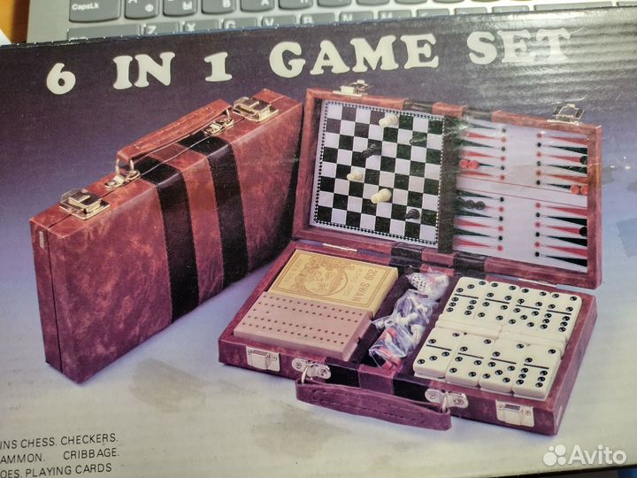 Игровой набор 6 в 1 Шахматы,шашки,нарды,домино