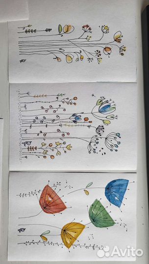 Картины акварель, 18 на 13 см