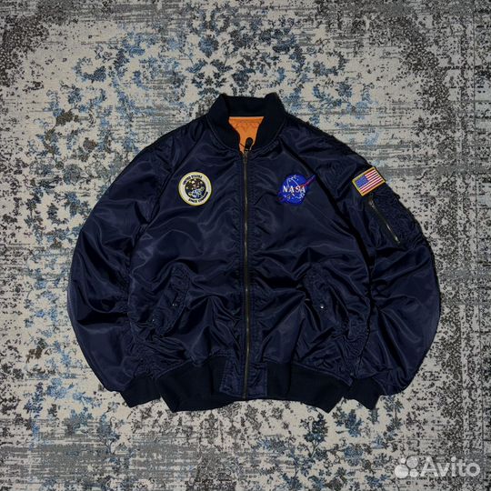 Бомбер Alpha Industries x nasa MA-1 Blue Bomber