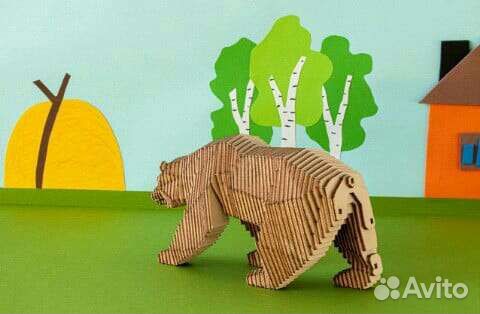 Деревянный конструктор с набором карандашей Медвед