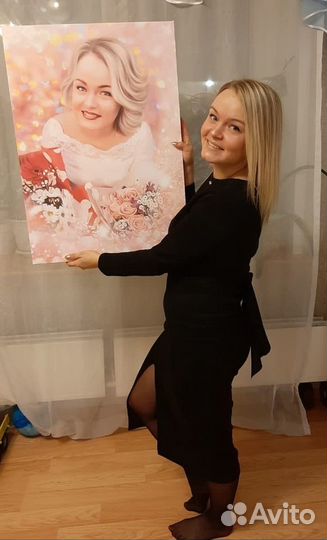 Портрет на холсте на Новый год