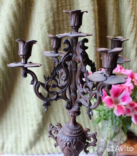 19век канделябр,подсвечник 55см.3,2кг.европа