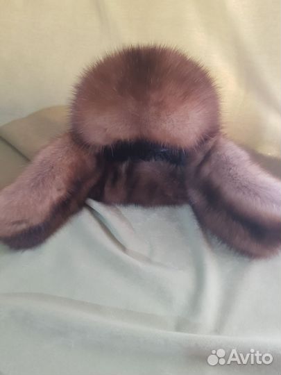 Шапка мех соболь+кожа