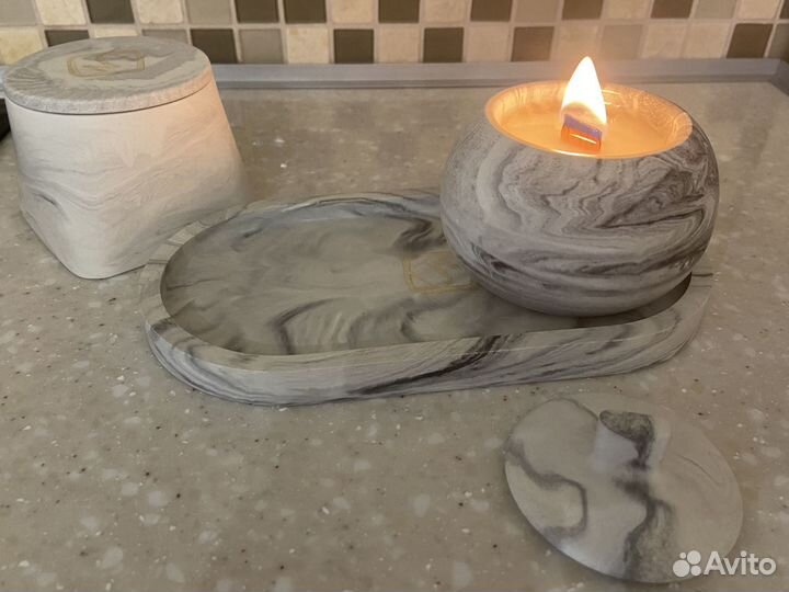 Свечи ручной работы, саше, набор, кокосовый воск