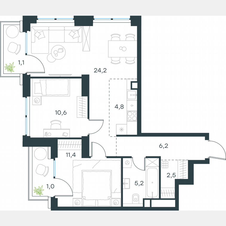 3-к. квартира, 67 м², 17/48 эт.