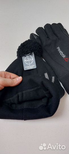 Мужская шапка зимняя Reebok c помпоном на флисе